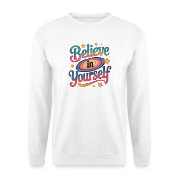 Believe in Yourself - Galaxy - Unisex Pullover - Weiß - Vorne - Alina (178cm) & Michal (187cm)