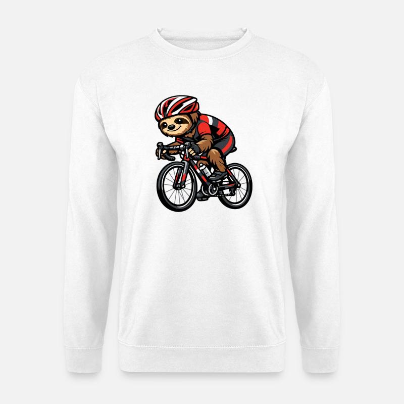 Rennrad-Sloth mit Helm - Unisex Pullover - Weiß