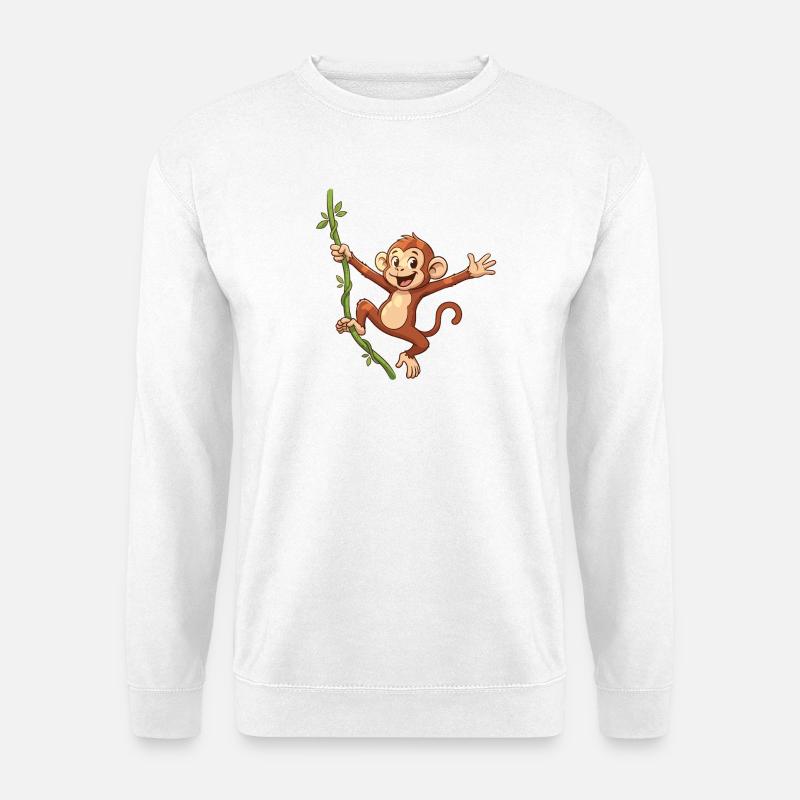 Affe Lianen-Springen - Unisex Pullover - Weiß