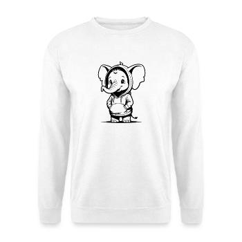 Kuscheliger Elefant im Hoodie - Unisex Pullover - Weiß - Vorne