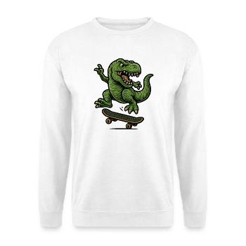 Green dino on skateboard - Unisex Sweatshirt - white - Front