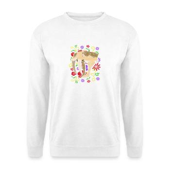 Urzeit Säbelzahntiger - Unisex Pullover - Weiß - Vorne - Alina (178cm) & Michal (187cm)