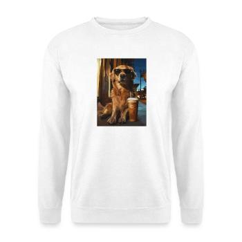 Golden Retriever mit Eiskaffee - Unisex Pullover - Weiß - Vorne