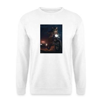 Night cat on motorcycle - Unisex Sweatshirt - white - Front
