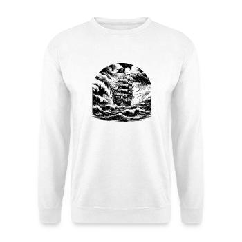 Storm Sea Pirate Ship Engraving - Unisex Sweatshirt - white - Front