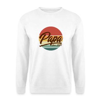 Papa depuis l’année 2024 Retro Sunset Est - Sweat-shirt Unisexe - blanc - Devant