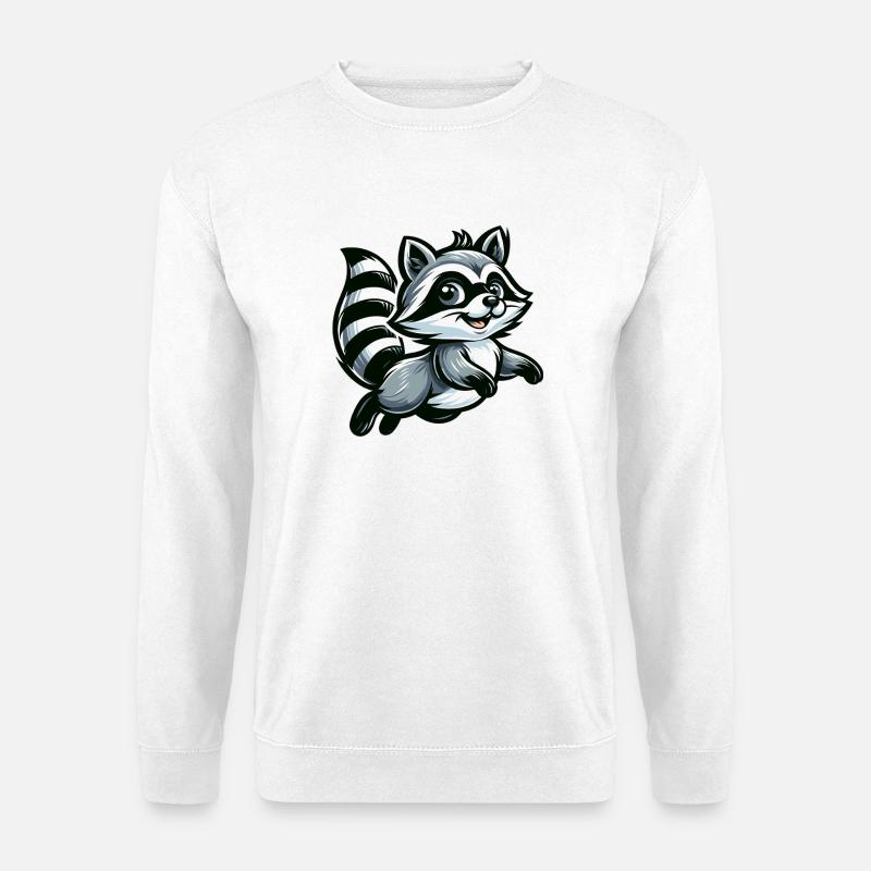 Niedlicher Waschbär Cartoon - Unisex Pullover - Weiß