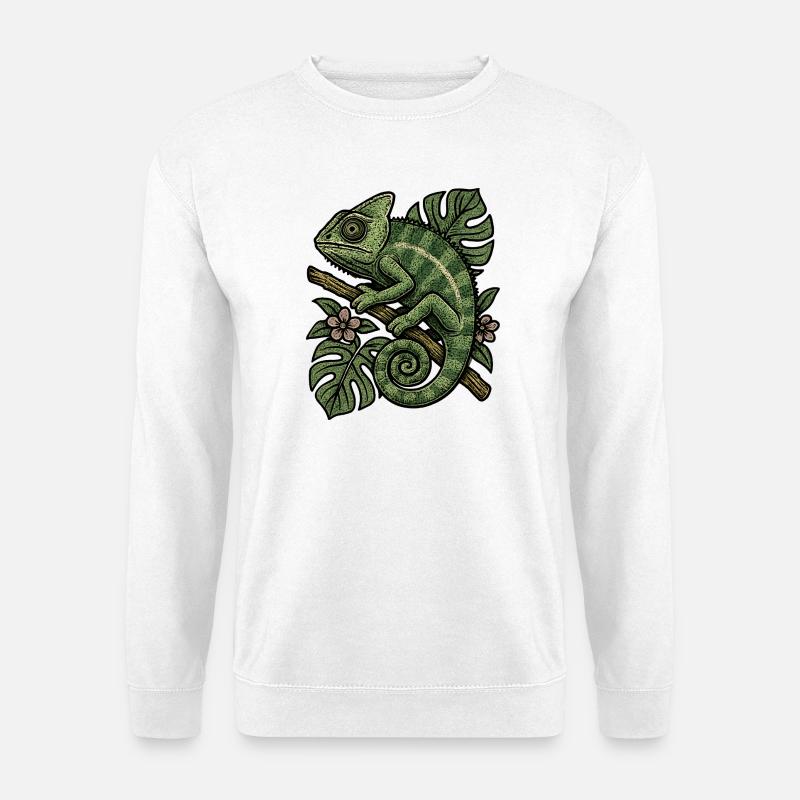 Chameleon im Blattreich - Unisex Pullover - Weiß