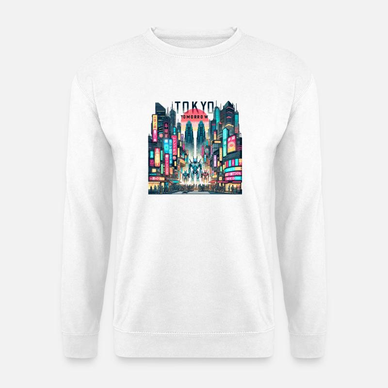 Tokio Neonrobotik Morgen - Unisex Pullover - Weiß