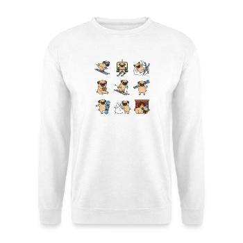 Mops Winter Skiurlaub Snowboard Spass - Unisex Pullover - Weiß - Vorne