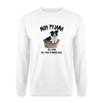 Pyjama Drôle Chien Border Collie - Sweat-shirt Unisexe - blanc - Devant