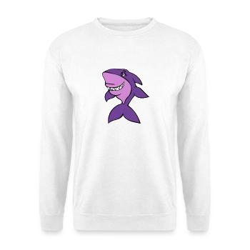Lila Hai Cartoon-Grinsen - Unisex Pullover - Weiß - Vorne