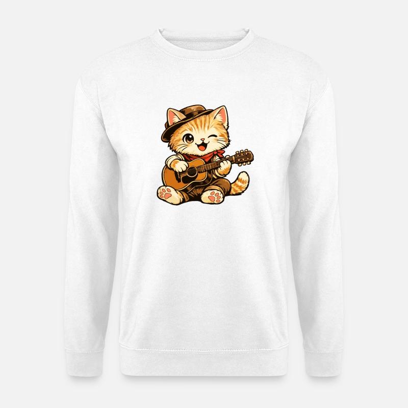 chat_guitare - Unisex Pullover - Weiß