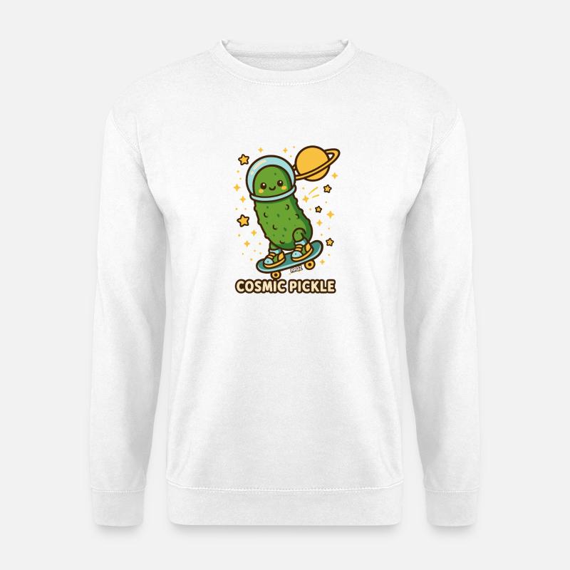 Kosmische Gurke auf Skateboard - Unisex Pullover - Weiß