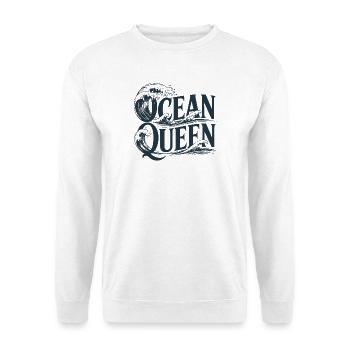 Ocean Queen - Conception typographique des vagues - Sweat-shirt Unisexe - blanc - Devant