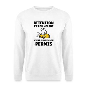 Humour j'ai mon permis de conduire - Sweat-shirt Unisexe - blanc - Devant