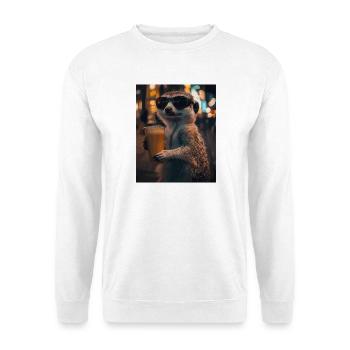 Lunettes de soleil Suricate au café - Sweat-shirt Unisexe - blanc - Devant