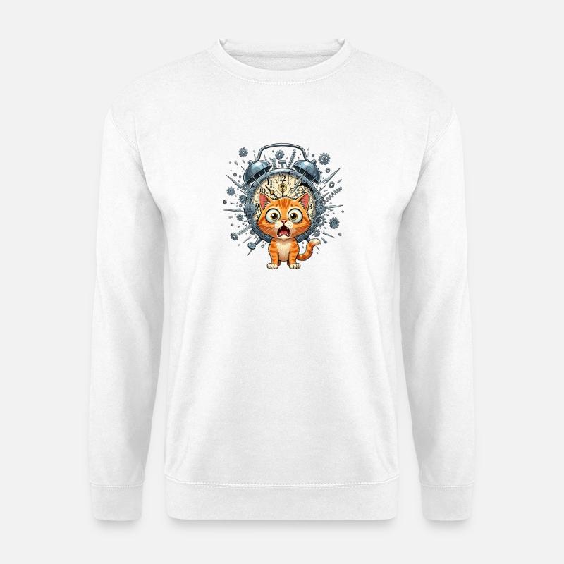 Chat steampunk devant Clockwork - Sweat-shirt Unisexe - blanc