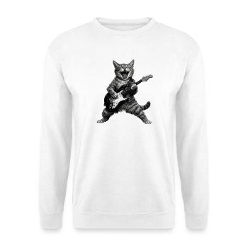 Funny Rock and Roll Cat Electric Guitar - Unisex Sweatshirt - white - Front