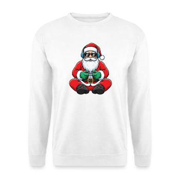 Père Noël joueur jouant à la manette de jeu vidéo - Sweat-shirt Unisexe - blanc - Devant