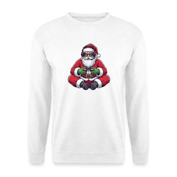Père Noël joueur jouant à la manette de jeu vidéo - Sweat-shirt Unisexe - blanc - Devant