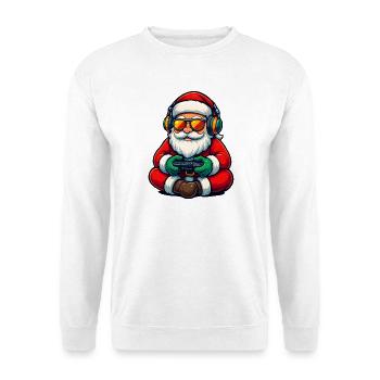 Père Noël joueur jouant à la manette de jeu vidéo - Sweat-shirt Unisexe - blanc - Devant