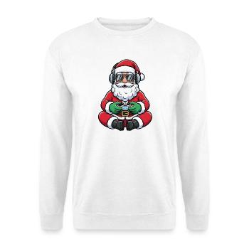 Père Noël joueur jouant à la manette de jeu vidéo - Sweat-shirt Unisexe - blanc - Devant