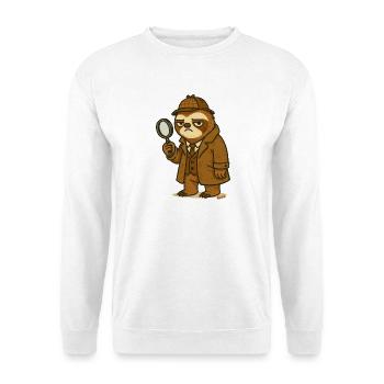 Detektiv Bär mit Lupe im Comic Stil - Unisex Pullover - Weiß - Vorne
