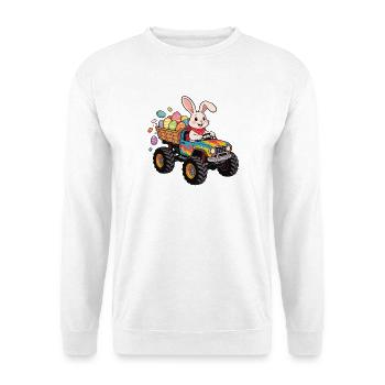 Osterhase im Monstertruck - Unisex Pullover - Weiß - Vorne