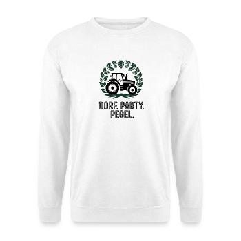  DORF. PARTY. PEGEL. Traktor Dorfkinder Bauern - Unisex Pullover - Weiß - Vorne