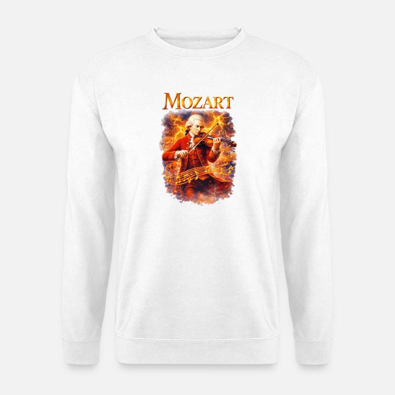 Mozart Feuersturm Violine - Unisex Pullover - Weiß