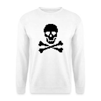 Pixel Skull Crossbones T-Shirt - Unisex Pullover - Weiß - Vorne