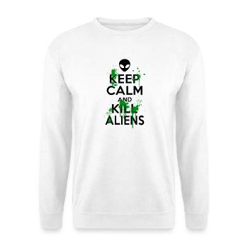 Bleib ruhig und töte lustige Aliens - Unisex Pullover - Weiß - Vorne