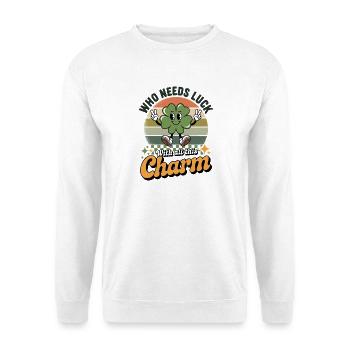 Kleeblatt Charm Retro Glück - Unisex Pullover - Weiß - Vorne