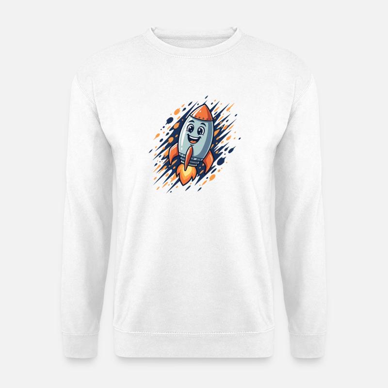 Lustige Rakete Cartoon-Design - Unisex Pullover - Weiß