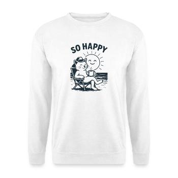 Chilling Cat on the Beach – So Happy Design - Unisex Sweatshirt - white - Front