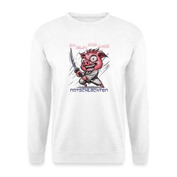 Schwein Krieger mit Katana - Unisex Pullover - Weiß - Vorne