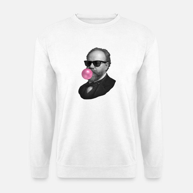 Black and white dandy with pink bubble - Unisex Sweatshirt - white