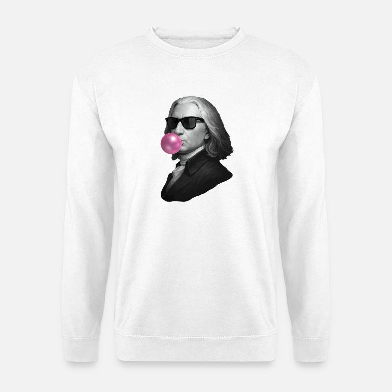 Graues Porträt mit pinker Blase - Unisex Pullover - Weiß