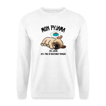 Pyjama Chien Bouledogue Français Humour - Sweat-shirt Unisexe - blanc - Devant