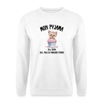 Pyjama Chien Yorkshire Drôle  - Sweat-shirt Unisexe - blanc - Devant