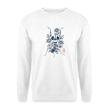 Praying mantis with chris antema and kanji stamp - Unisex Sweatshirt - white - Front