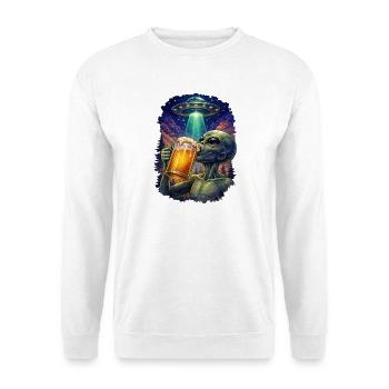 Alien Drinking Beer UFO - Unisex Sweatshirt - white - Front