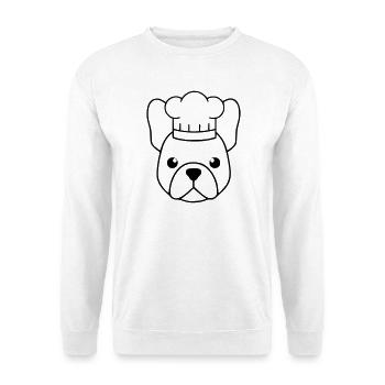 Frenchie Chef's Hat Head Outline - Unisex Sweatshirt - white - Front