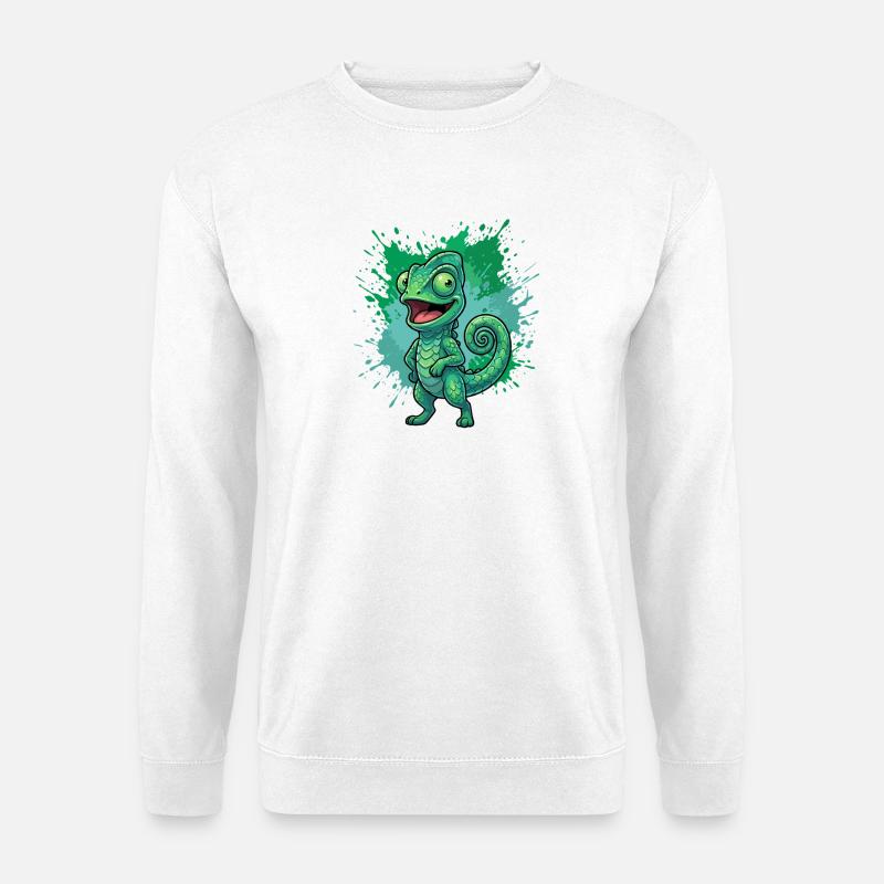 Grünes Chamäleon Spritzer Hintergrund - Unisex Pullover - Weiß