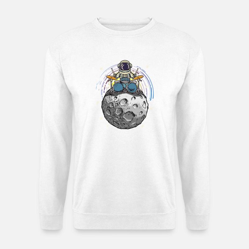 Space-Drummer auf dem Mond - Unisex Pullover - Weiß