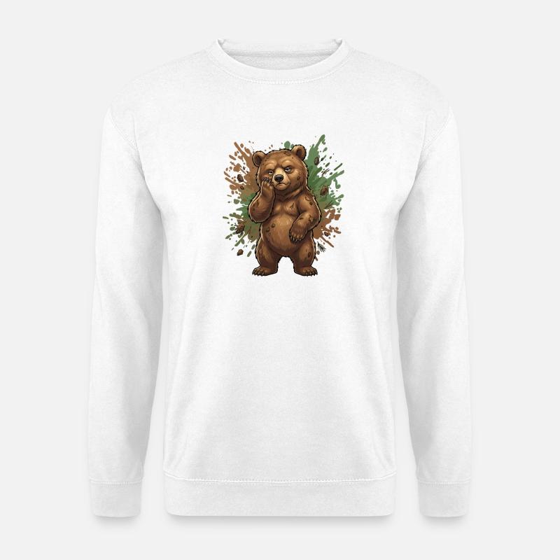 Waldbär im Schlamm - Unisex Pullover - Weiß