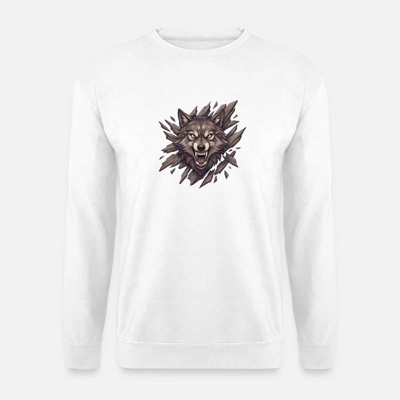 Wolfsbrüllen im Splitterblick - Unisex Pullover - Weiß