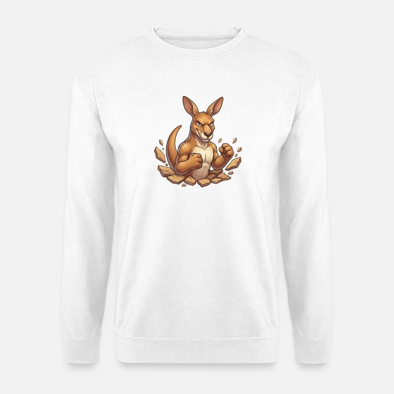 Kraftvolles Känguru im Felsbruch - Unisex Pullover - Weiß