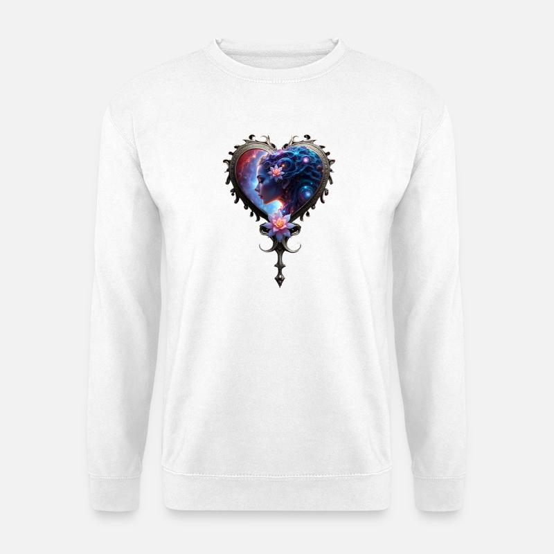 Sternherz mit Lotusblume - Unisex Pullover - Weiß